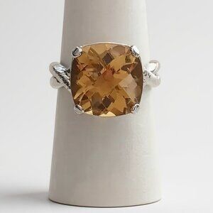 Brazilian Citrine Solitaire Ring 6.50 CT Statement Ring 7 NEW